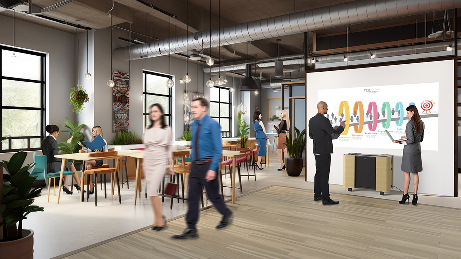 rojection in offices or classrooms setups