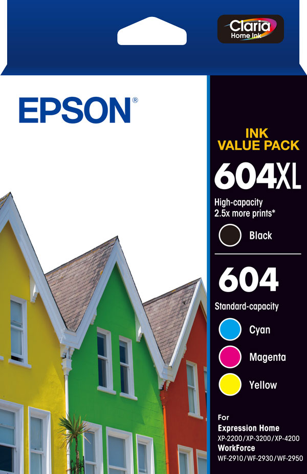 604XL Black + 604 Std Colour (C, M, Y) - Ink Cartridge Value Pack