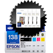 Complete Set of 138 High Capacity DURABrite Ultra Ink Cartridges + 200 sheets of Glossy 4