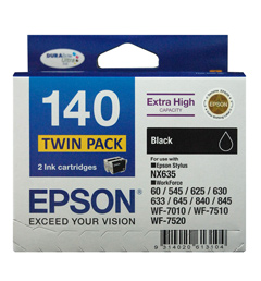 140 - Extra High Capacity DURABrite Ultra - Twin Pack Black Ink Cartridge