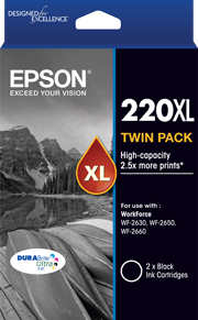 220XL - High Capacity DURABrite Ultra - Twin Pack Black Ink Cartridge