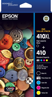 410XL Black + 410 Std Colours (PB, C, M, Y) - Ink Cartridge Value Pack 

