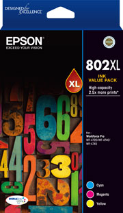 802XL - High Capacity DURABrite Ultra -  Three Colour Ink Cartridge Pack