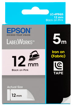 Iron on 12mm Black on Pink 5 meters