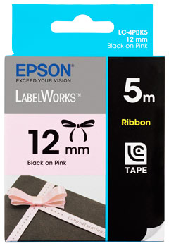 Ribbon 12mm Black on Pink 5 meters