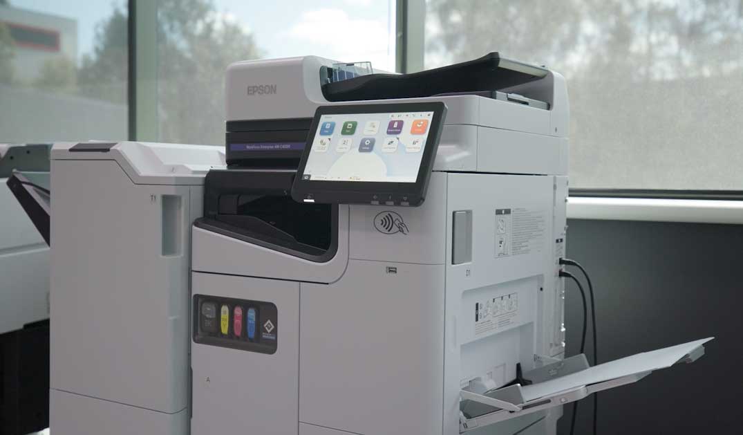 Epson WorkForce printer with the touch panel on
