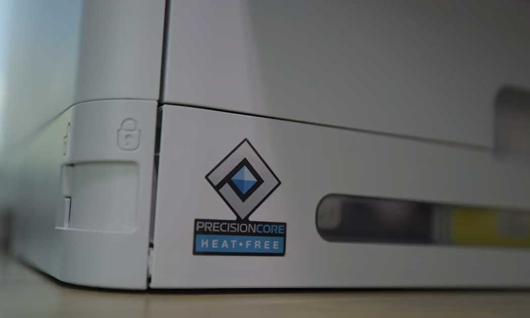 Showing PrecisionCore Heat-Free logo on the bottom of the printer