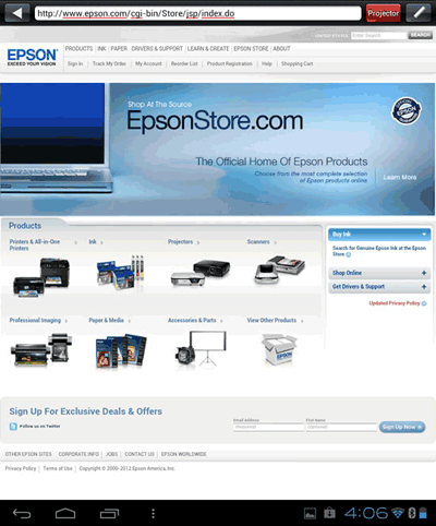 Epson iProjection Projecting Web Pages