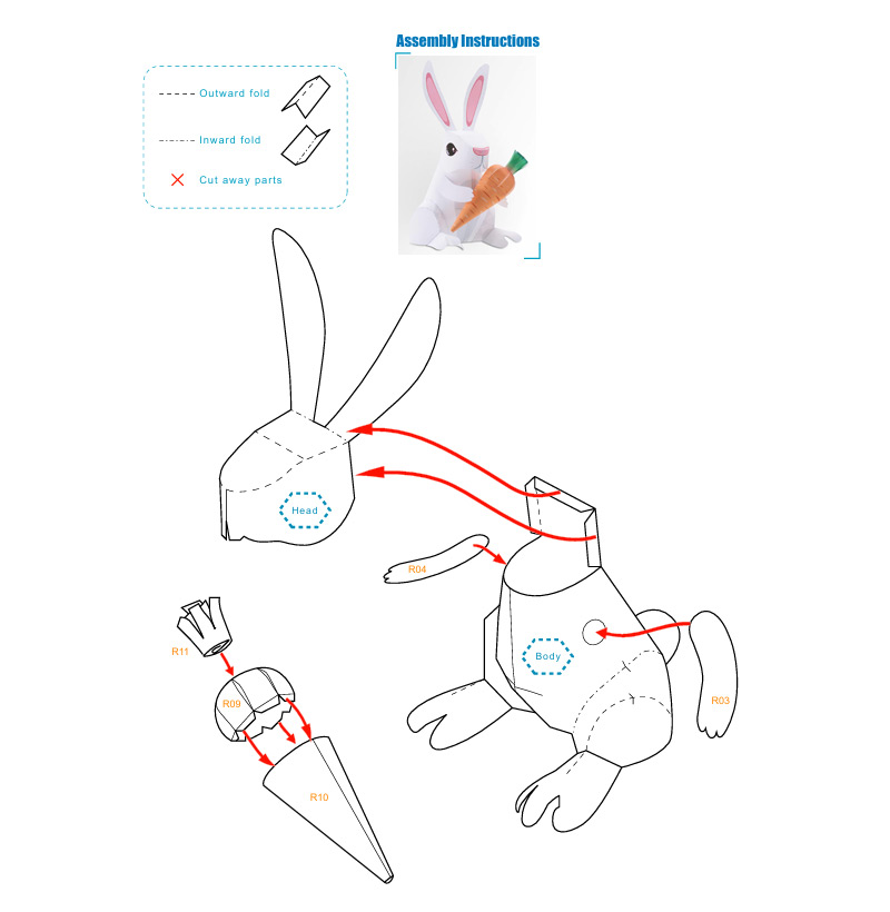 3D Paper Craft Easter Bunny – image 4 of 5
