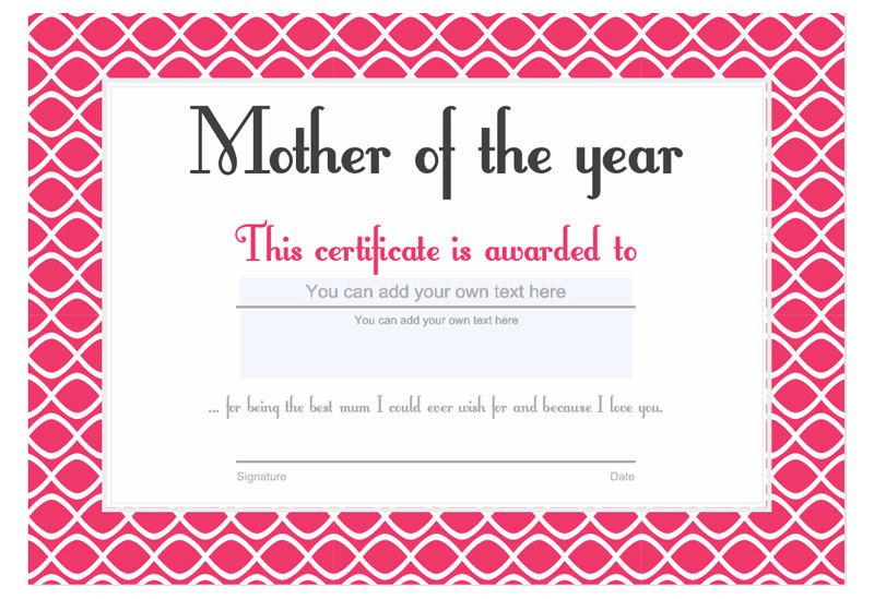 Mother of the Year Certificate – image 2 of 3