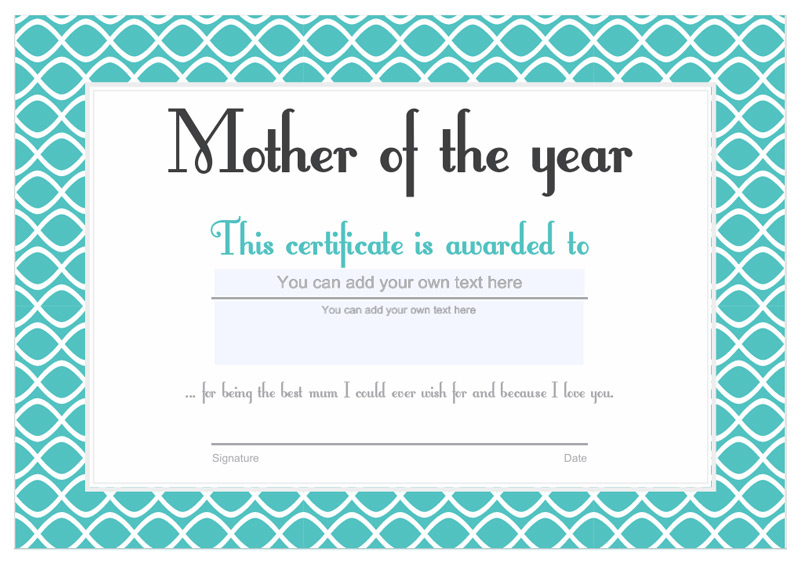 Mother of the Year Certificate – image 3 of 3